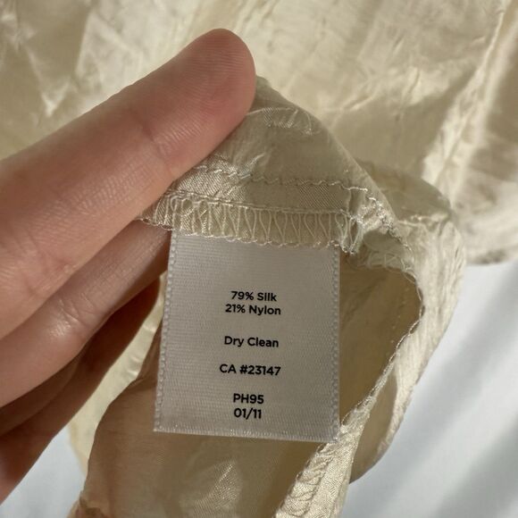 New Silk Blend Talbots Blouse Women's XL Ivory Vneck Short Sleeve Lightweight - Picture 9 of 13